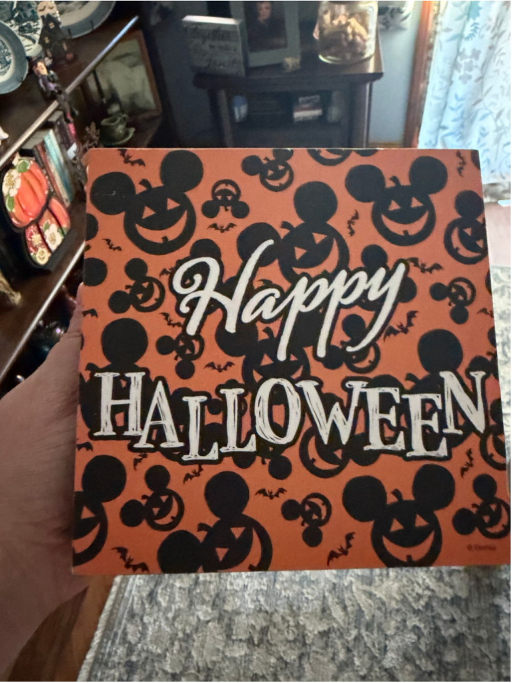 Disney Halloween Mickey Pumpkin Decor Sign One Size Orange Black